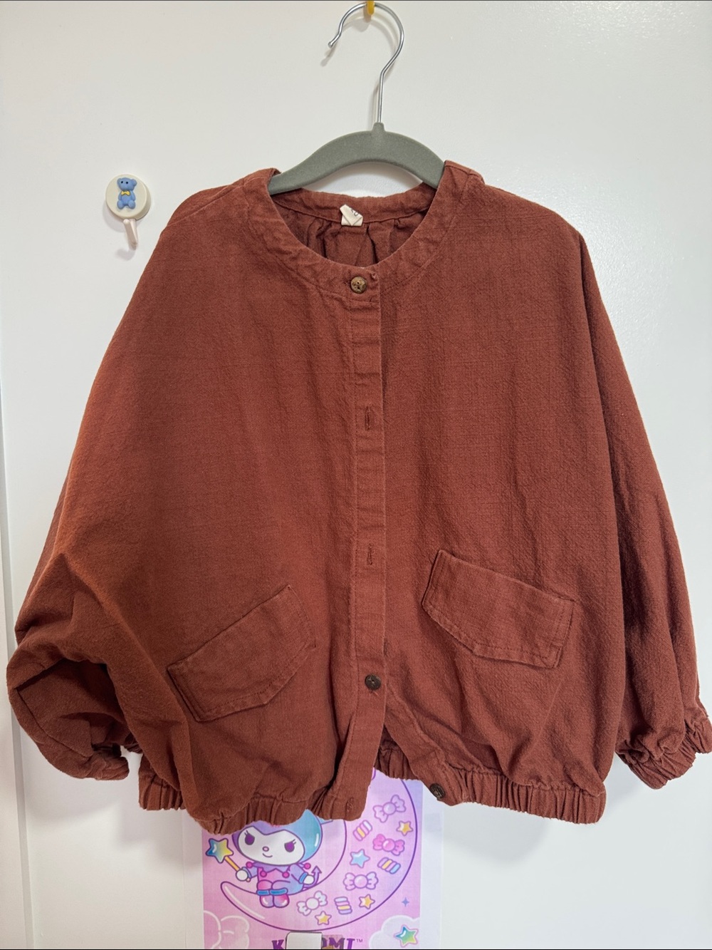 Rust Red Oversized Button Front Jacket